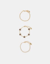 3-Pack Enamel Flower Chain Bracelets, , large