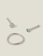 3-Pack Platinum-Plated Surgical Steel Nose Studs, , large