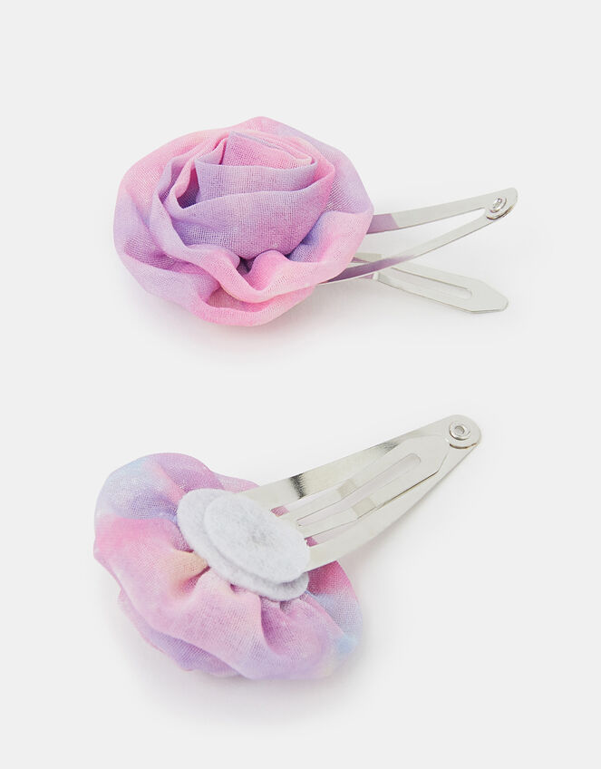 2-Pack Girls Fabric Flower Hair Clips, , large