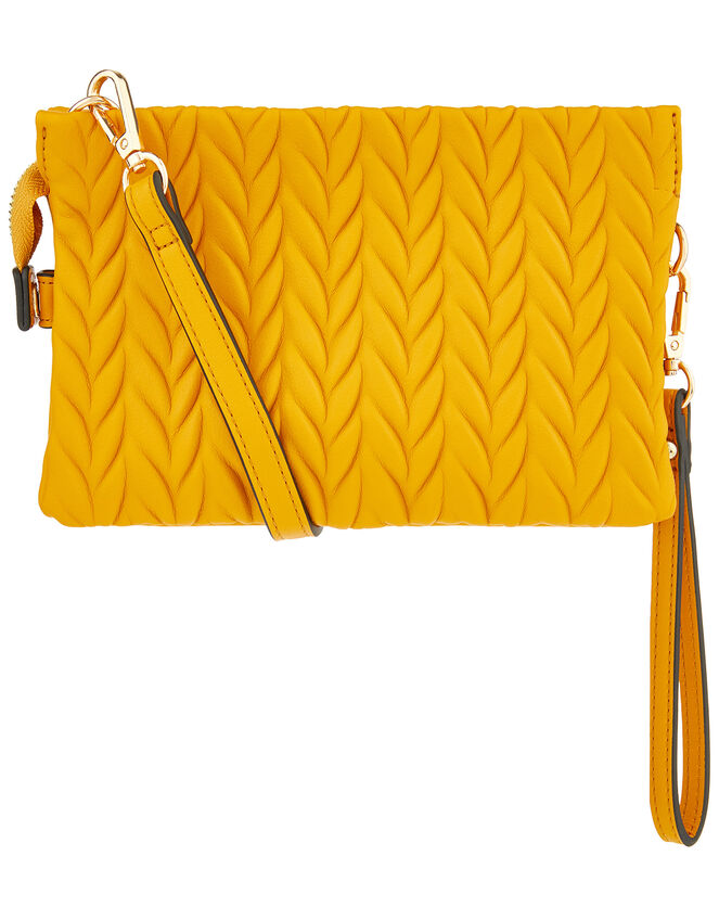 Paige Pleated Cross-Body Bag, Yellow (YELLOW), large