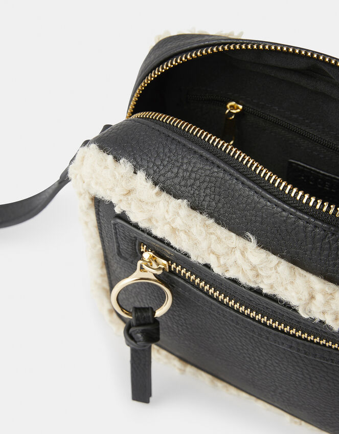 Shearling Trim Cross-Body Bag, , large
