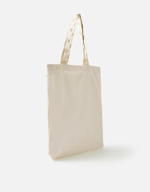 Printed Shopper Tote Bag, Natural (NATURAL), large