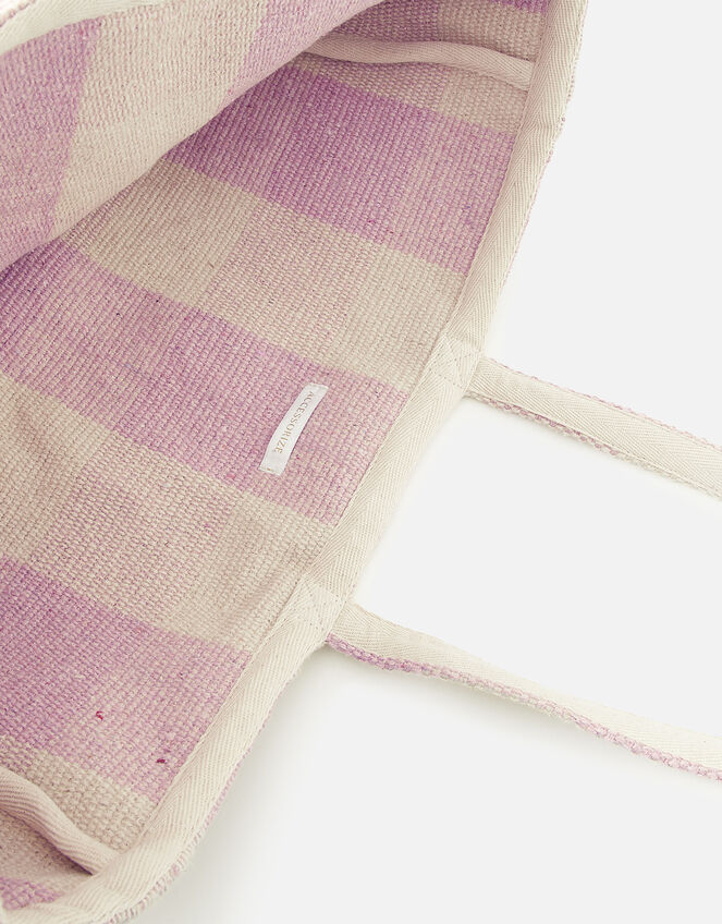 Gigi Gingham Tote, Purple (LILAC), large