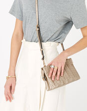 Paige Pleated Cross-Body Bag, Gold (GOLD), large