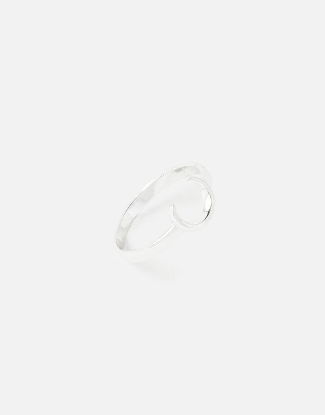 Sterling Silver Horn Ring , Silver (ST SILVER), large