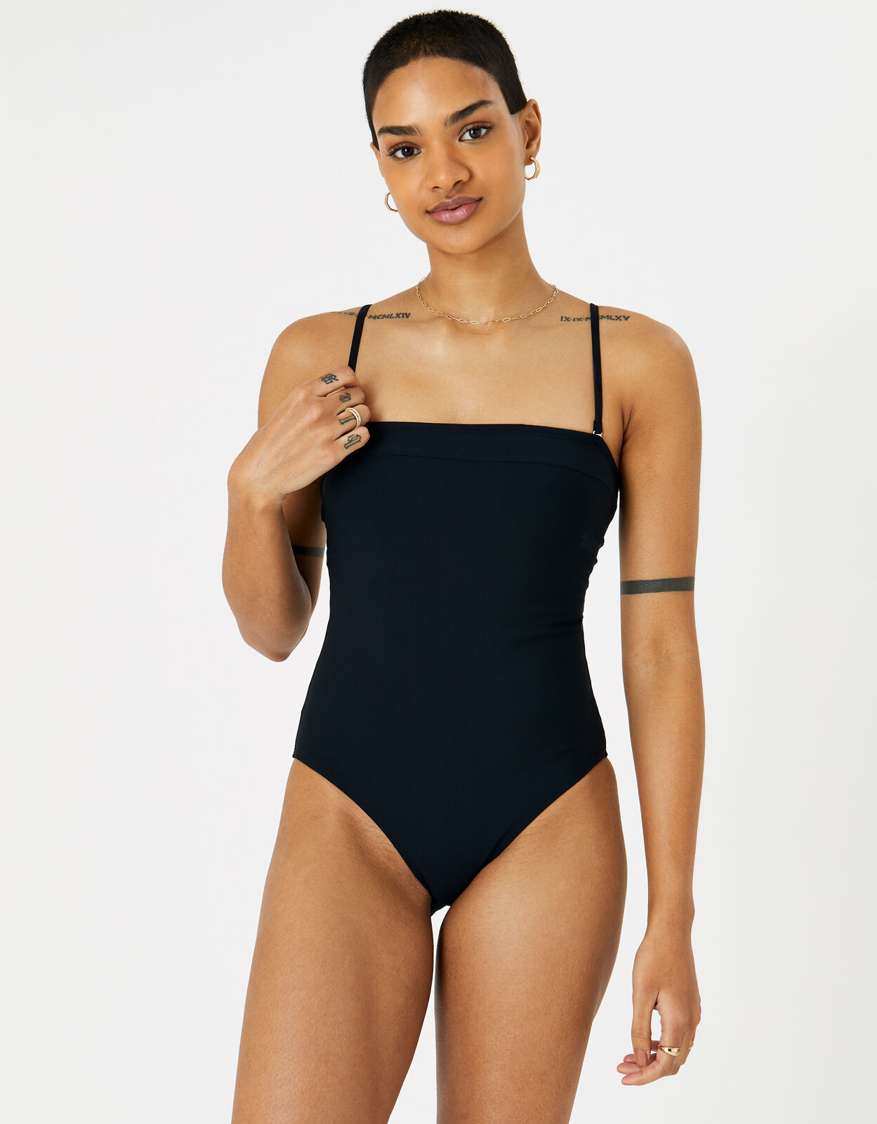 Black bandeau swimsuit uk on sale