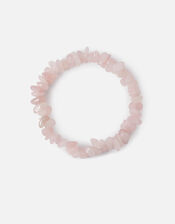 Raw Cut Stone Stretch Bracelet, Pink (PALE PINK), large