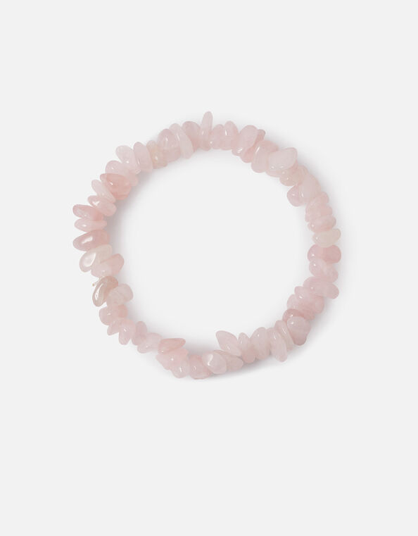 Raw Cut Stone Stretch Bracelet Pink, Pink (PALE PINK), large