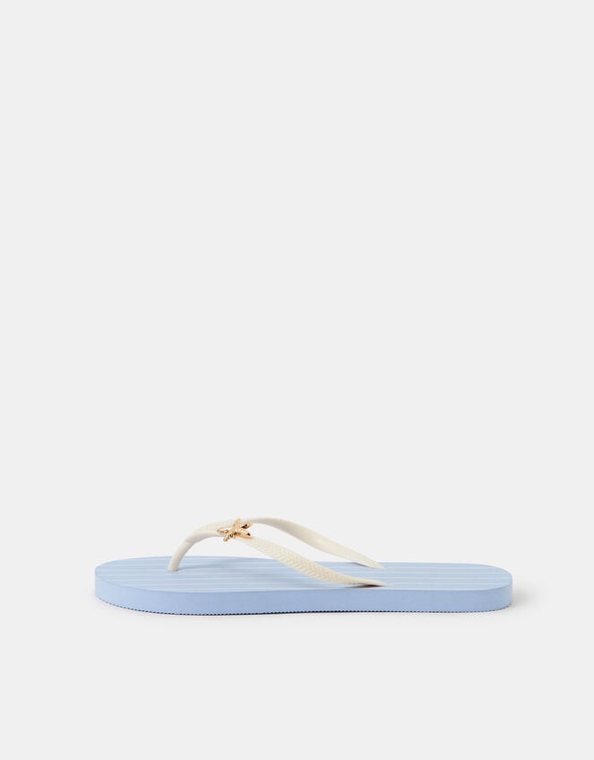 Stripe Starfish Flip Flops, Blue (BLUE), large