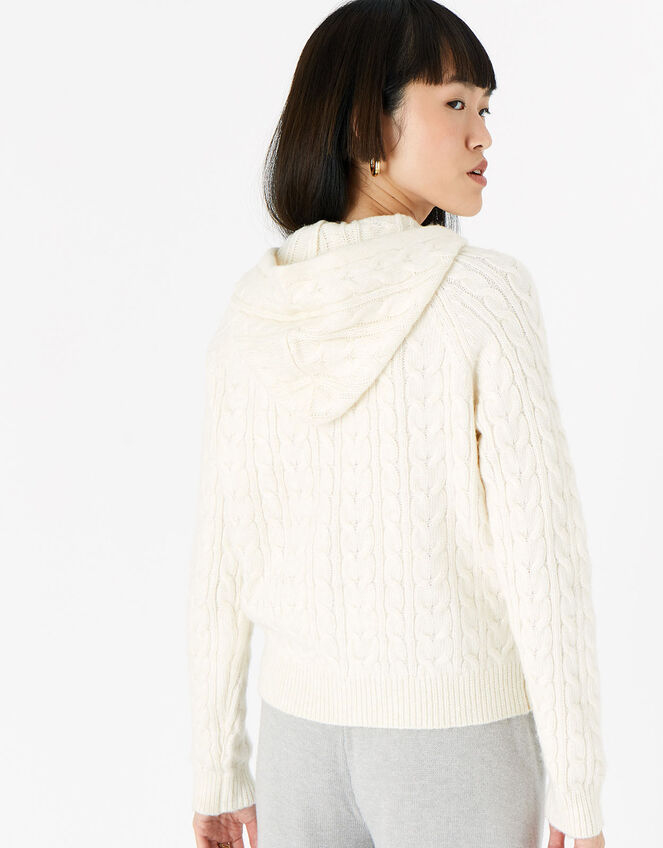 Lounge Knit Zip Hoody , Cream (CREAM), large