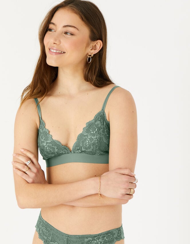 Lace Bralet Green, Bras