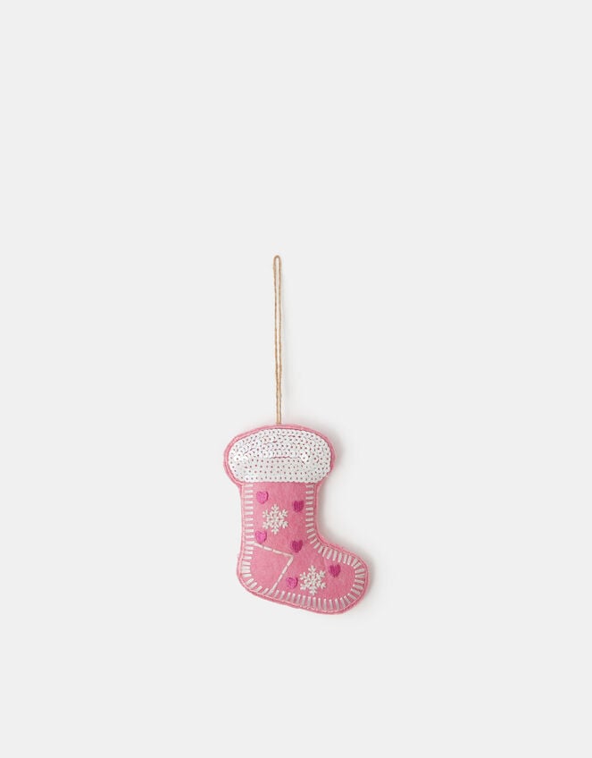 Embroidered Stocking Felt Christmas Tree Decoration, , large