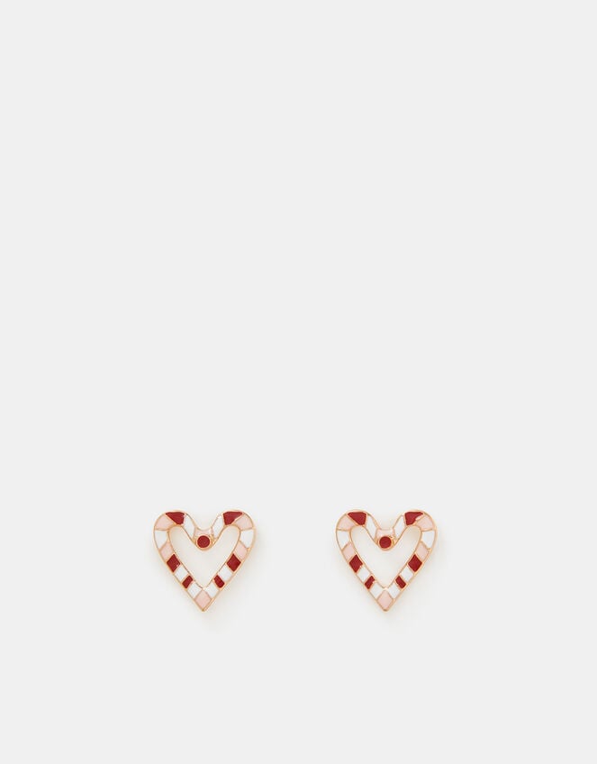 Candy Cane Heart Stud Earrings, , large