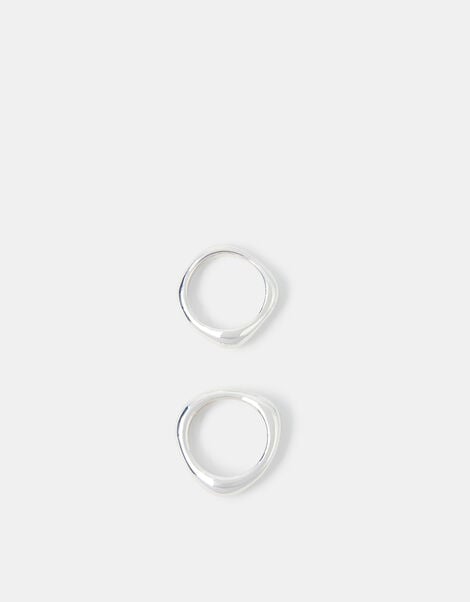 2-Pack Sterling Silver-Plated Irregular Rings, Silver (ST SILVER), large