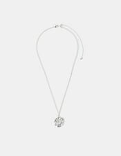 Sterling Silver-Plated Hammered Disc Pendant Necklace, , large