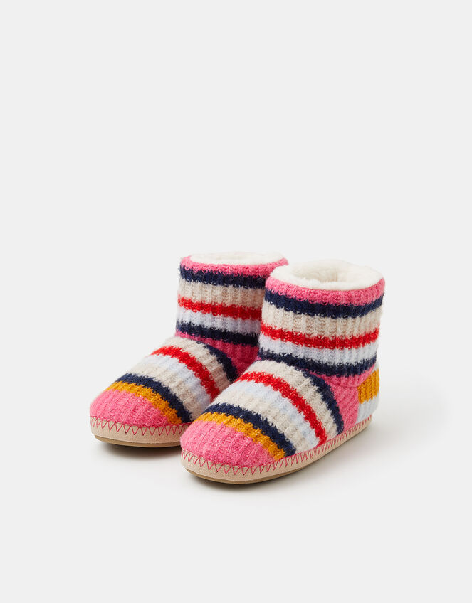 Knitted Stripe Slipper Boots, Multi (BRIGHTS MULTI), large