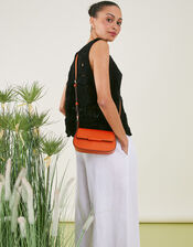Small Saddle Cross-Body Bag, Orange (ORANGE), large