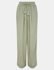 Wide Leg Beach Trousers, Green (KHAKI), large