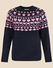 Fair Isle Jumper, Blue (NAVY), large