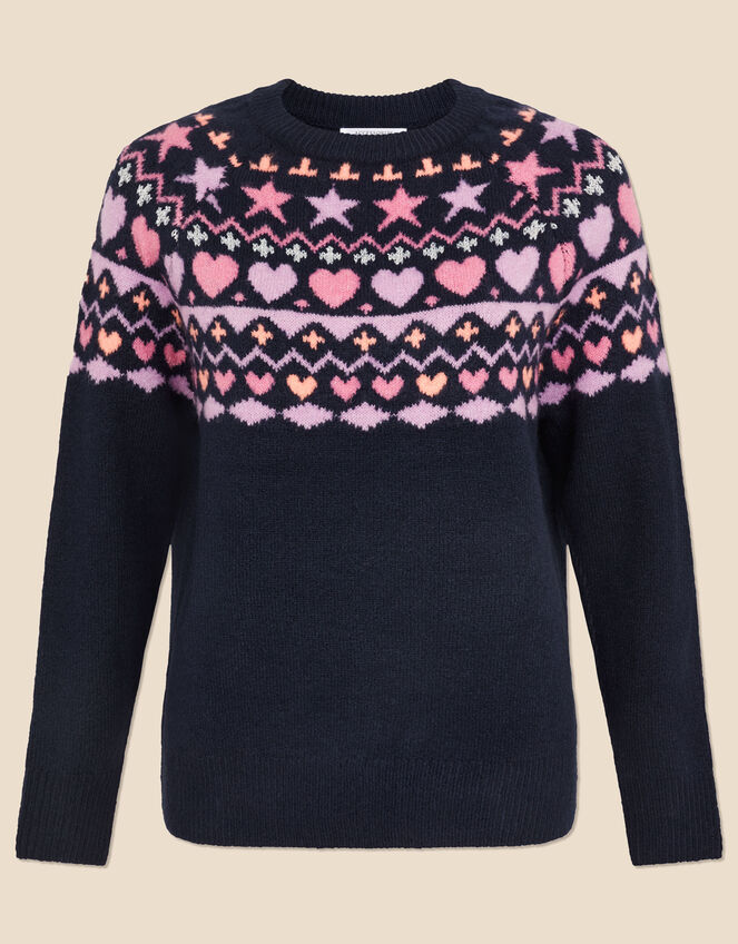 Fair Isle Jumper Blue Hoodies Accessorize UK