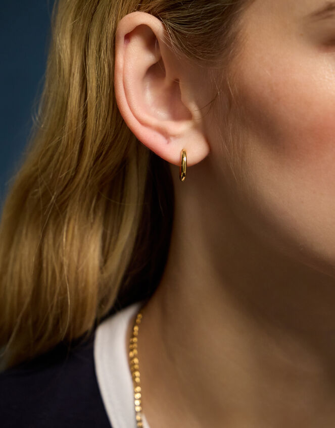 14ct Gold-Plated Huggie Hoop Earrings, , large