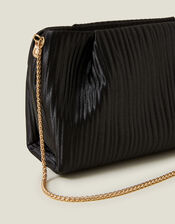 Pleated Satin Clutch Bag, , large