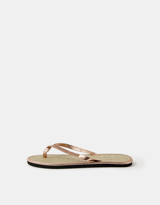 Sparkle Seagrass Flip Flops, Gold (ROSE GOLD), large