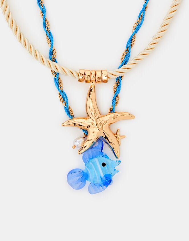 2-Pack Starfish Cord Pendant Necklaces, , large