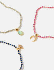 Gold-Plated Beaded Charm Bracelet Set, , large