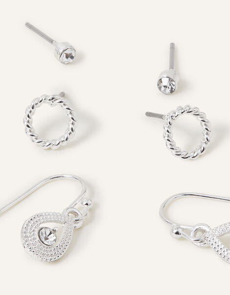 Crystal Drop Earrings Set of Three, , large