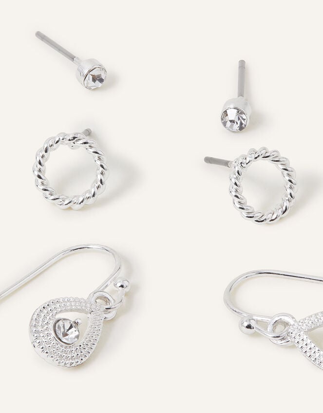 Crystal Drop Earrings Set of Three, , large