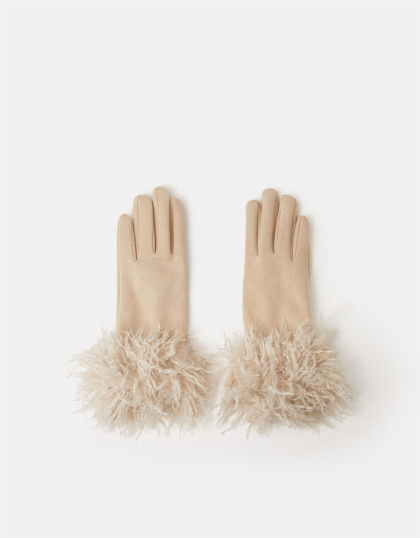 Shaggy Faux Fur Cuff Gloves, , large