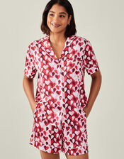 Heart Satin Short Pyjamas Set, Red (RED), large