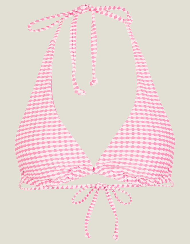 Seersucker Triangle Bikini Top, Pink (PINK), large