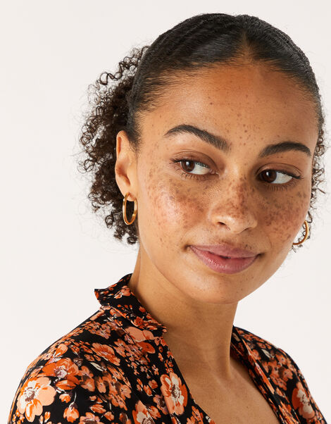 14ct Gold-Plated Hoop Earrings Set of Two, , large