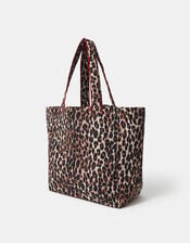 Merci Leopard Print Cotton Shopper Bag, , large