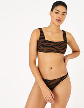 Tiger Print Strappy Bikini Briefs, Orange (RUST), large