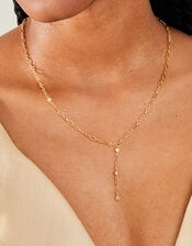 14ct Gold-Plated Sparkle Y-Chain Necklace, , large