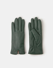 Faux Fur Lined Leather Gloves, Green (GREEN), large