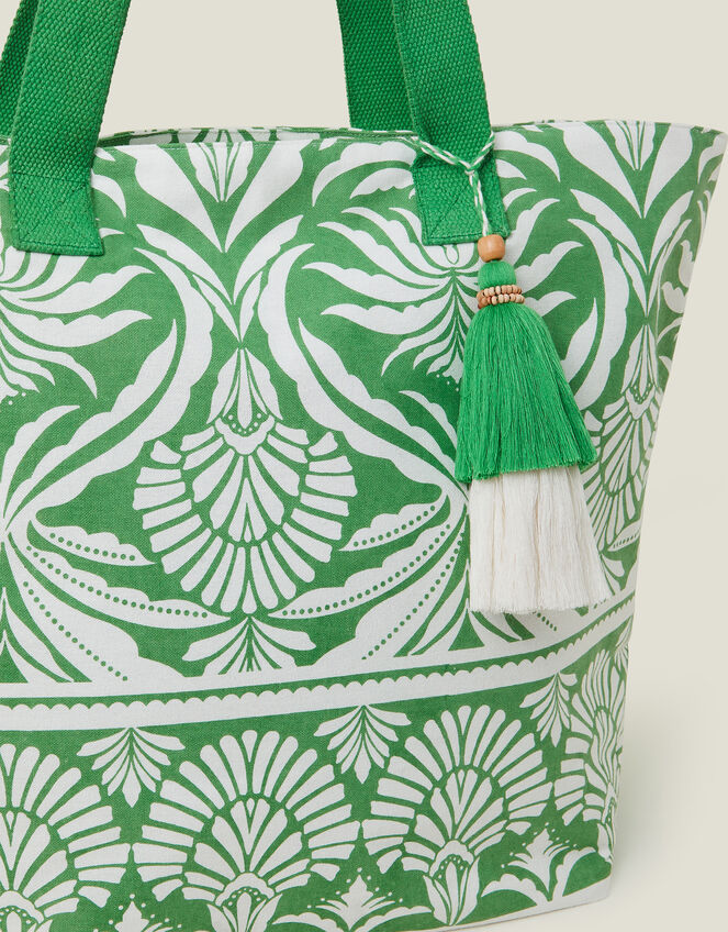 Ornamental Print Tassel Tote Bag, , large