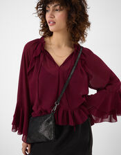 Metallic Leather Crossbody Bag, Black (BLACK), large