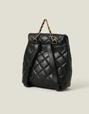 Small Quilted Faux Leather Backpack, Black (BLACK), large