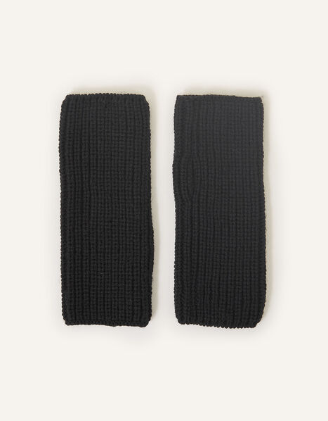 Ribbed Cut Off Gloves Black, Black (BLACK), large