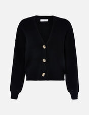 Ribbed Lounge Cardigan, Black (BLACK), large