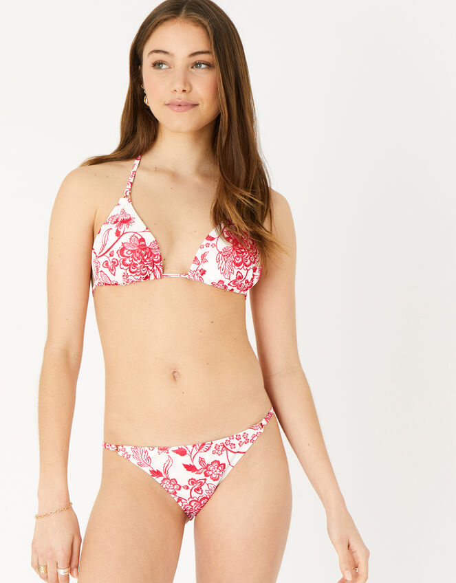 Floral Triangle Bikini Top, Red (RED), large