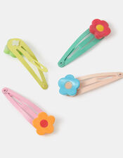4-Pack Girls Mini Flower Hair Clips, , large