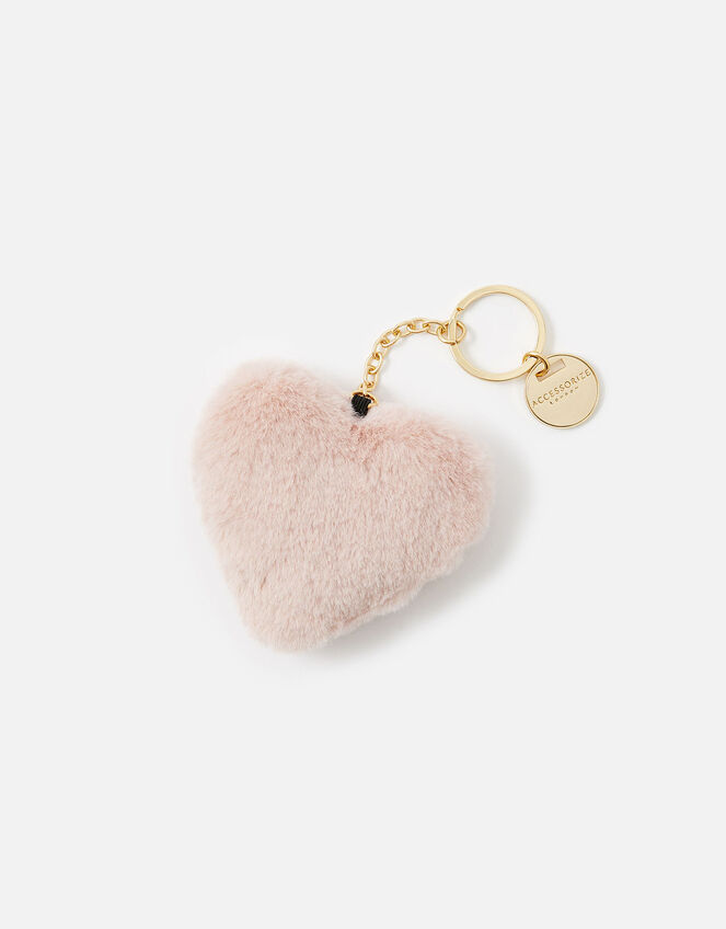 Fluffy Heart Keyring, Pink (PINK), large