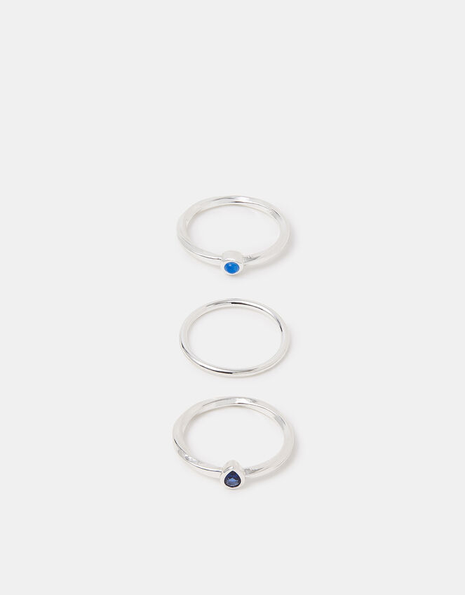 3-Pack Sterling Silver-Plated Mixed Stone Rings, Silver (ST SILVER), large
