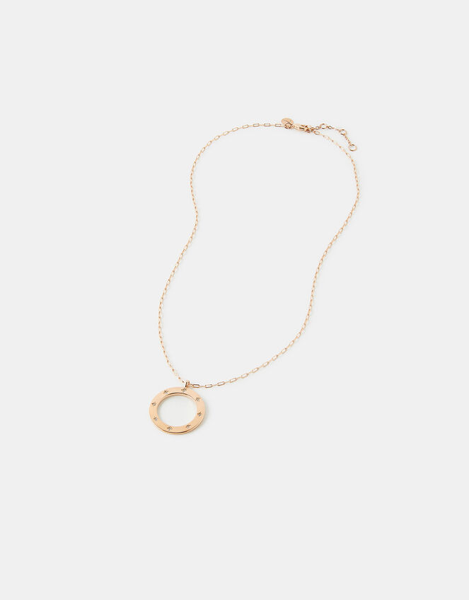 Gold-Plated Sparkle Star Circle Necklace, , large