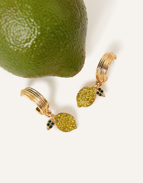 Sparkly Lemon Hoop Earrings , , large